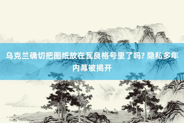 乌克兰确切把图纸放在瓦良格号里了吗? 隐私多年内幕被揭开