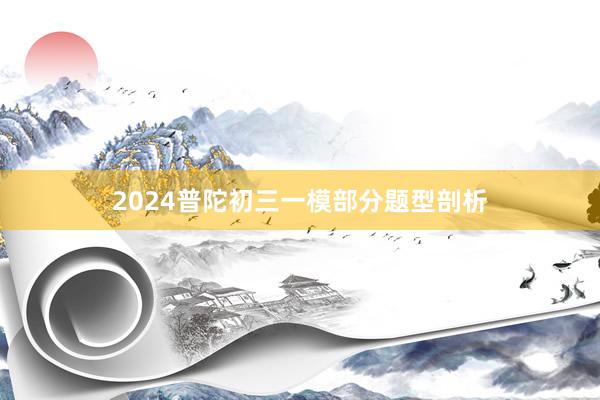 2024普陀初三一模部分题型剖析