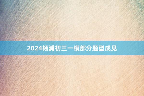 2024杨浦初三一模部分题型成见