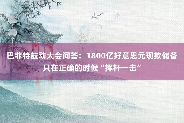 巴菲特鼓动大会问答：1800亿好意思元现款储备只在正确的时候“挥杆一击”