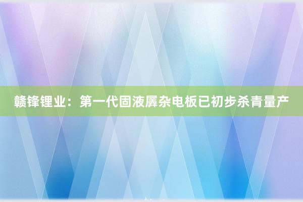 赣锋锂业：第一代固液羼杂电板已初步杀青量产