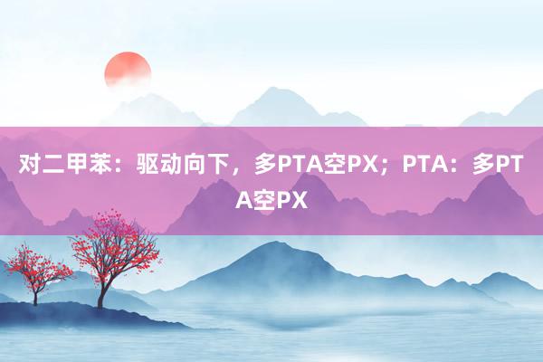 对二甲苯：驱动向下，多PTA空PX；PTA：多PTA空PX