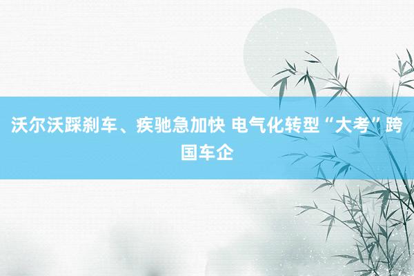 沃尔沃踩刹车、疾驰急加快 电气化转型“大考”跨国车企