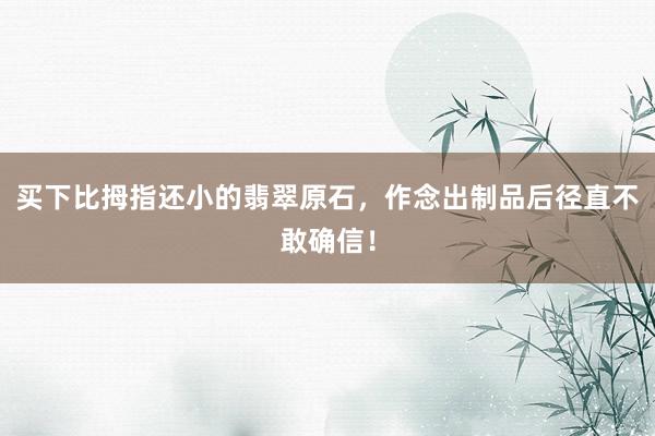 买下比拇指还小的翡翠原石，作念出制品后径直不敢确信！