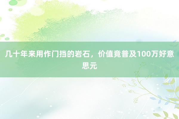 几十年来用作门挡的岩石，价值竟普及100万好意思元