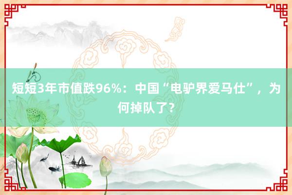 短短3年市值跌96%：中国“电驴界爱马仕”，为何掉队了？